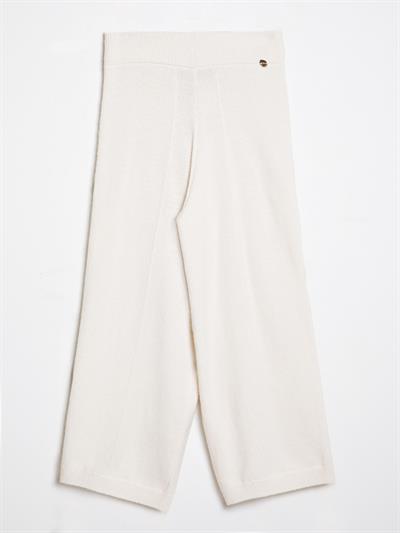 Organic Wool and Cotton Blend Flared Trousers with Stripe Details