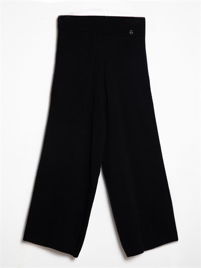 Organic Wool and Cotton Blend Flared Trousers with Stripe Details