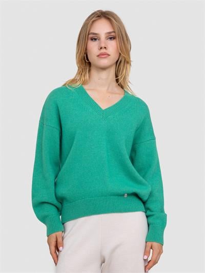 Organic Wool and Cotton Blend V-Neck Sweater