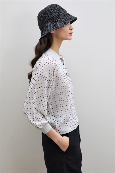 Puantiye Desenli Polo Yaka Kazak