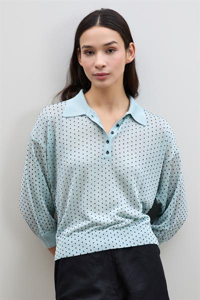 Puantiye Desenli Polo Yaka Kazak