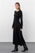 Wool Blend Midi Dress with Metallic Thread and Ribbed Detail