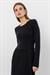 Wool Blend Midi Dress with Metallic Thread and Ribbed Detail