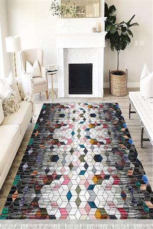 MOTTO HALIMotto Halı Modern Perla Soft Kaymaz Tabanlı Yıkanabilir Antibakteriyel Dijital Baskı Halı Yolluk PRL-MD-0023AMD--0023A--PRL