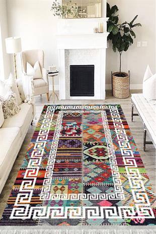 MOTTO HALIMotto Halı Patchwork Eko Punto Kaymaz Tabanlı Yıkanabilir Antibakteriyel Dijital Baskı Halı Yolluk EKO-PW-8019BPW-8019-EKOPNT