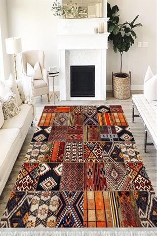 MOTTO HALIMotto Halı Patchwork Eko Punto Kaymaz Tabanlı Yıkanabilir Antibakteriyel Dijital Baskı Halı Yolluk EKO-PW-8095APW-8095A-EKOPNT