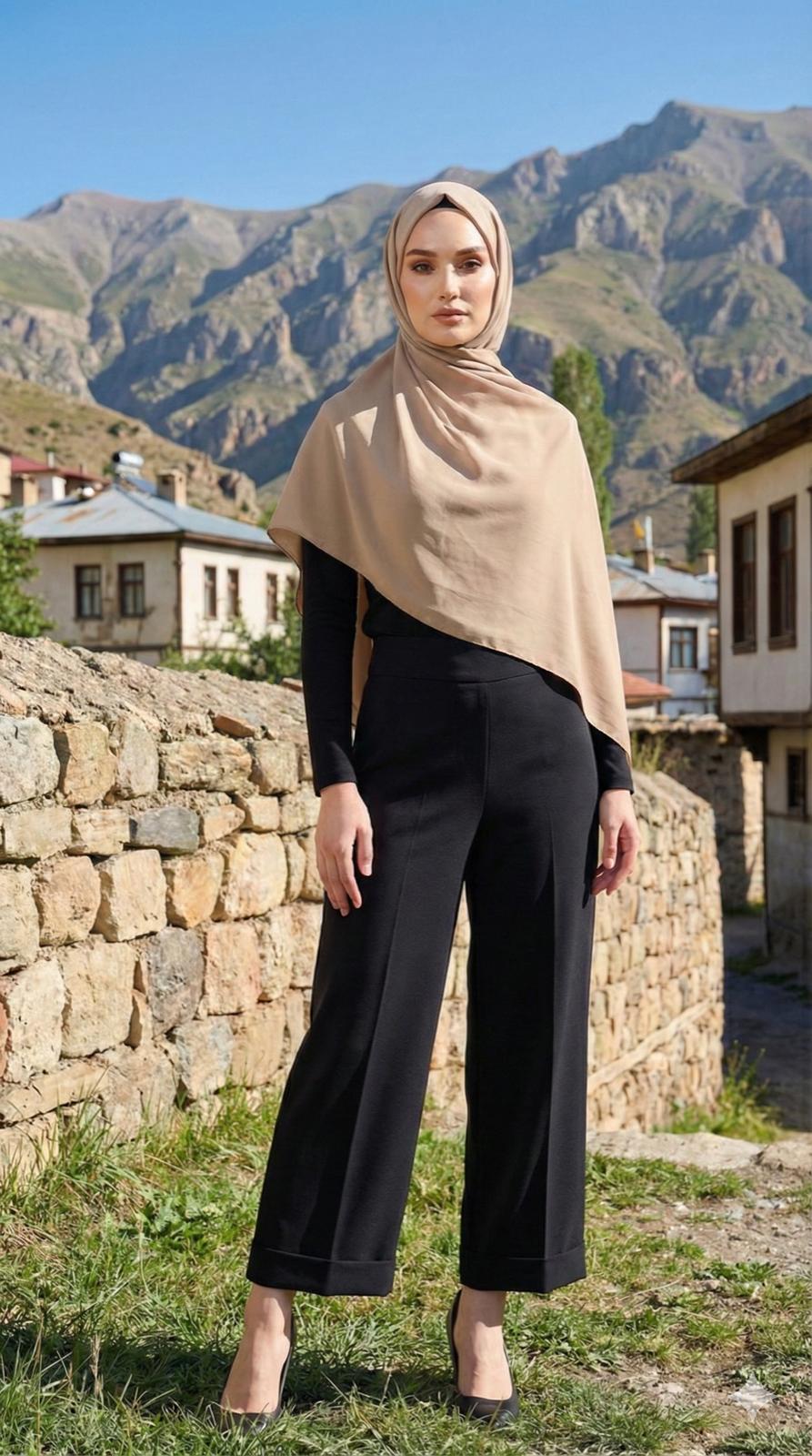 Armine TREND Geniş Duble Paça Pantolon Siyah 26YT210