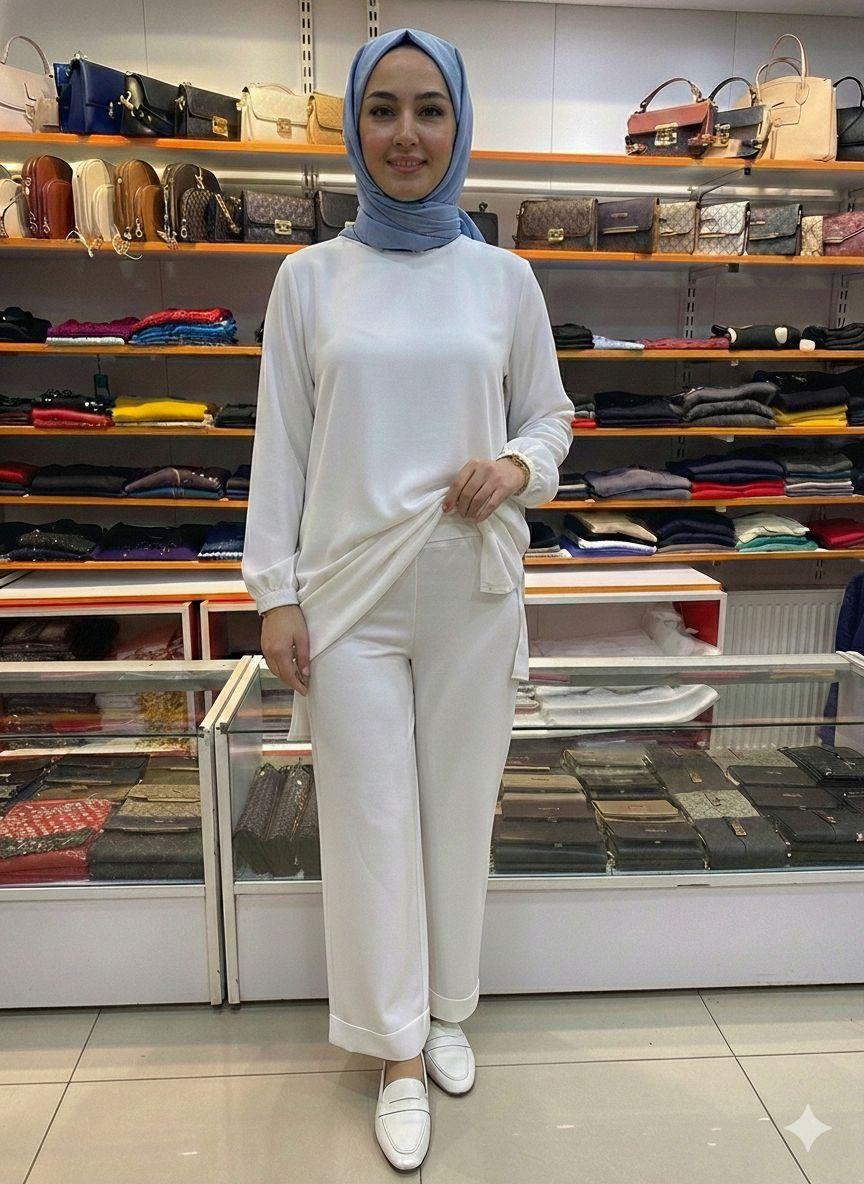 Armine TREND Geniş Duble Paça Pantolon Ekru 26YT210