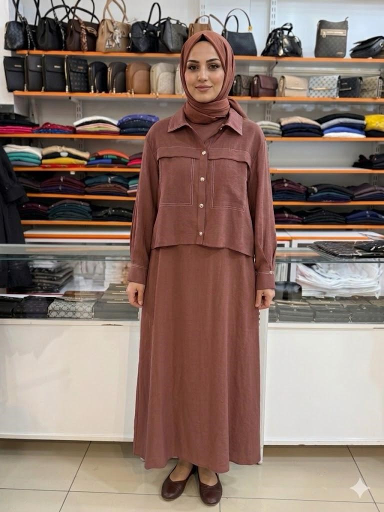 Armine TREND Gömlek Yaka Elbiseli İkili Takım Bitter 26YT622