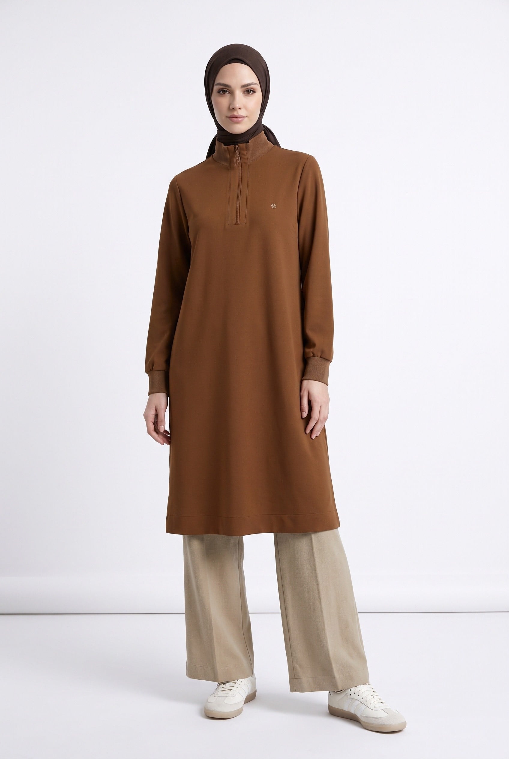 Armine TREND Halkalı Örme Kumaş Tunik Taba 26KT456