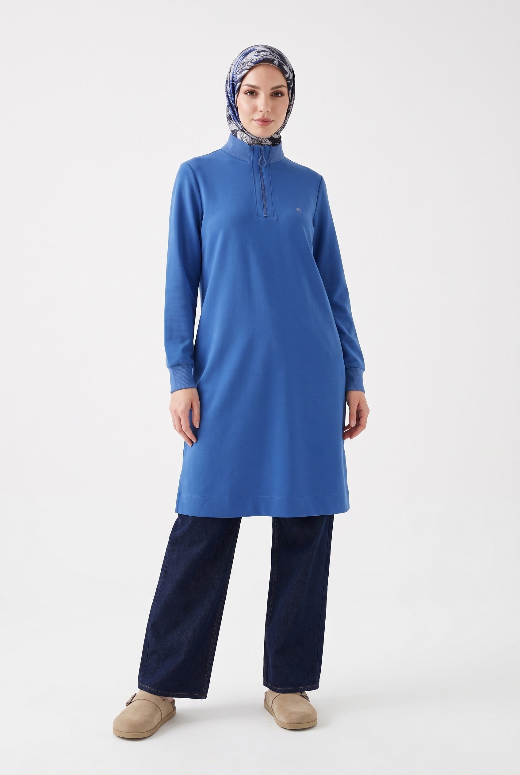 Armine TREND Halkalı Örme Kumaş Tunik Mavi 26KT456