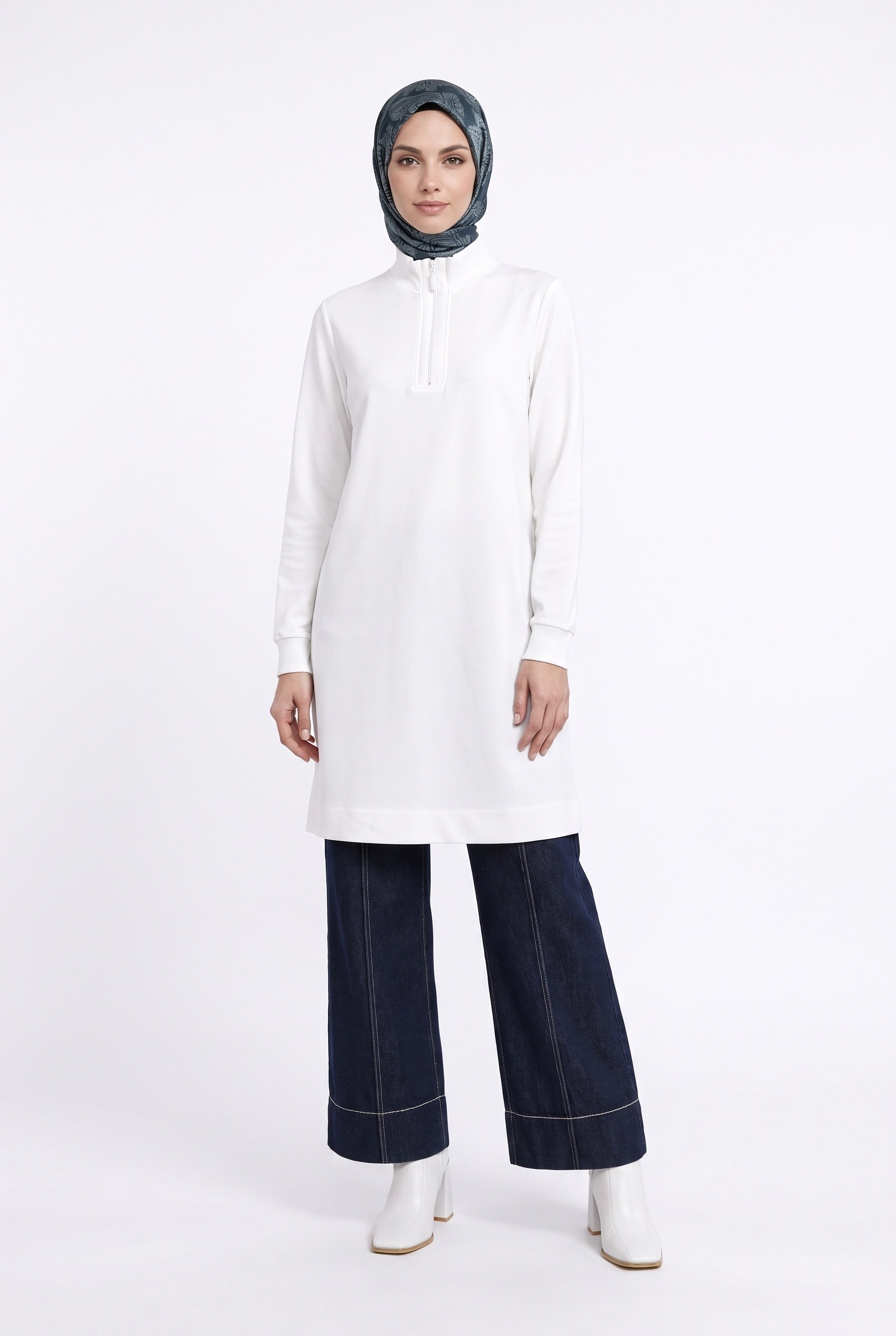 Armine TREND Halkalı Örme Kumaş Tunik Ekru 26KT456