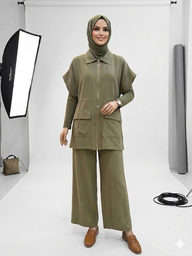 Armine TREND Yelek ve Pantolonlu Bayan Takım 26YT6127 Haki