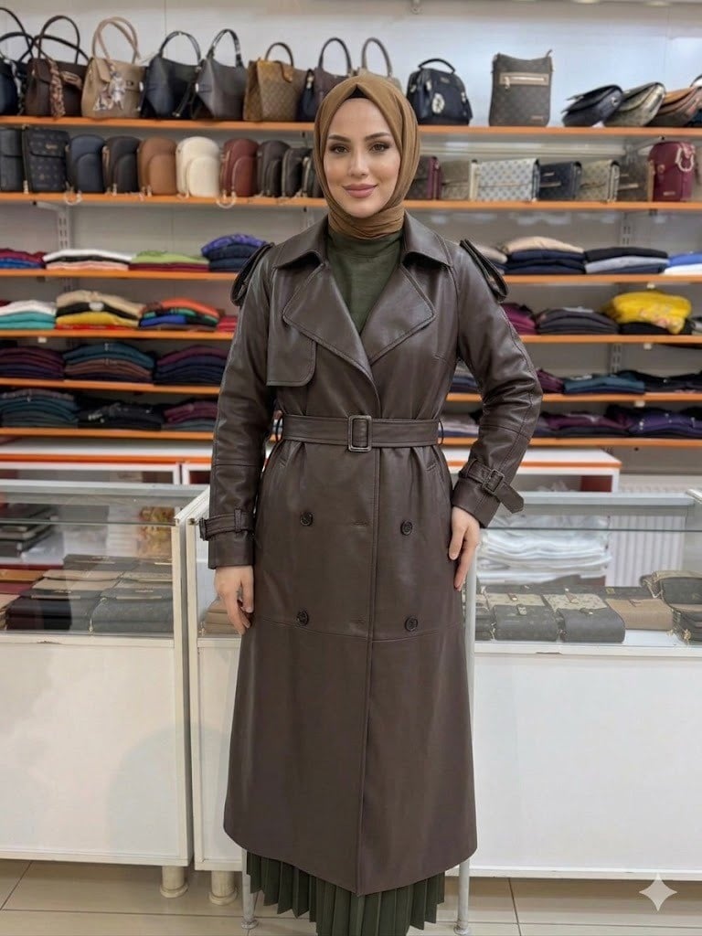 Belden Bağcıklı Deri Kap Koyu Kahve