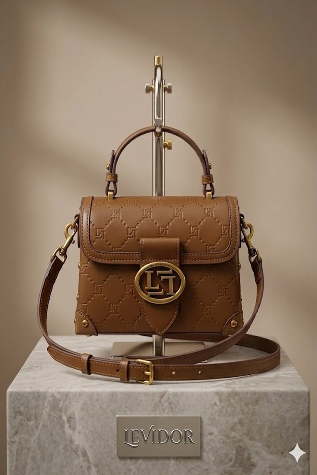 Levidor Mıknatıslı Açma Minimal Kesim Omuz Çantası Camel 930394