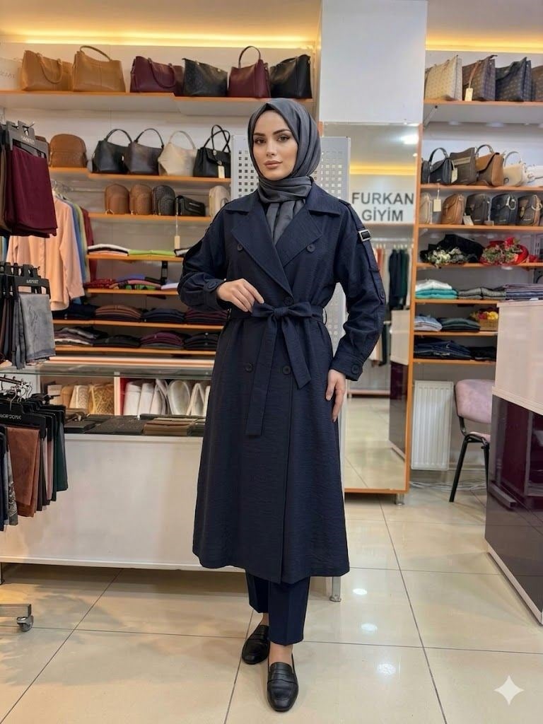 Naqshe Apolet Detaylı Kap Giy Çık Lacivert