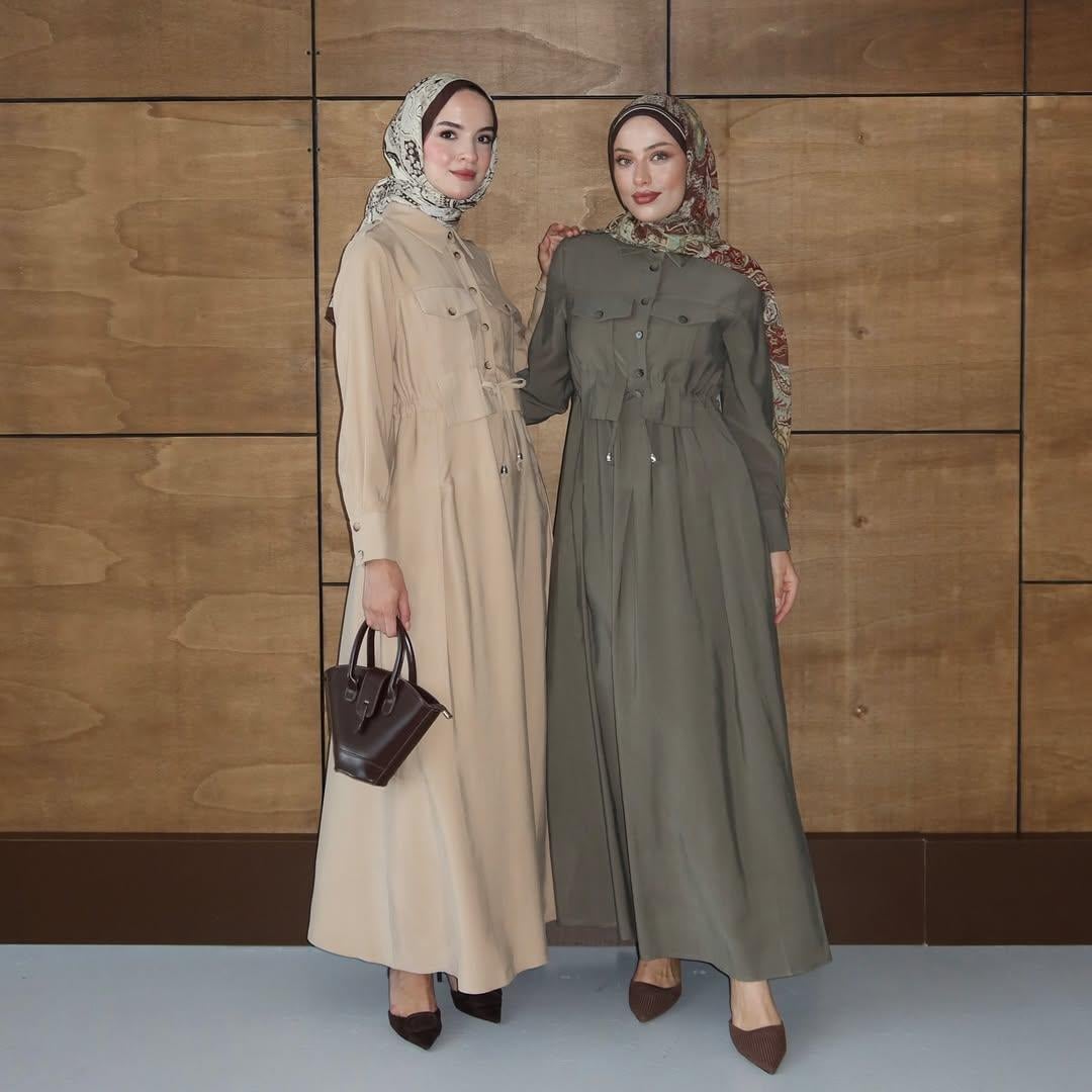 NAQSHE Kapaklı Elbise Camel