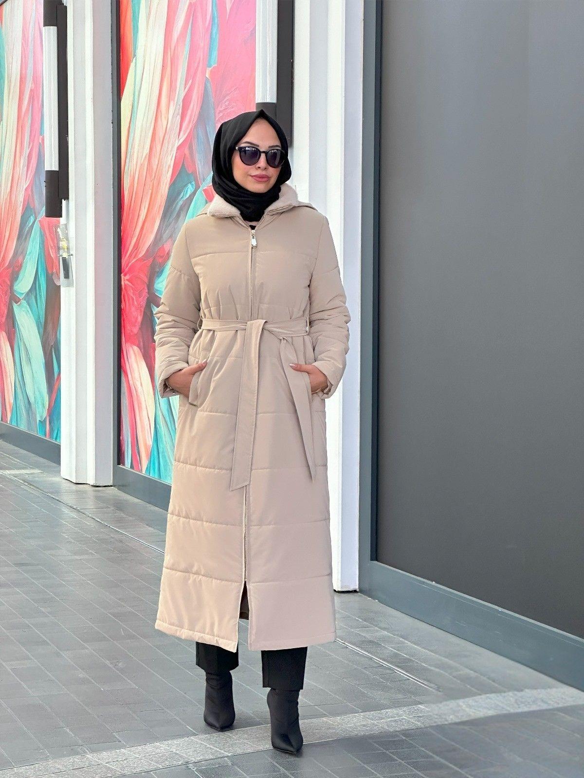 Nihle Lora Kaplamalı Astarlı Su Geçirmez Mont Bej