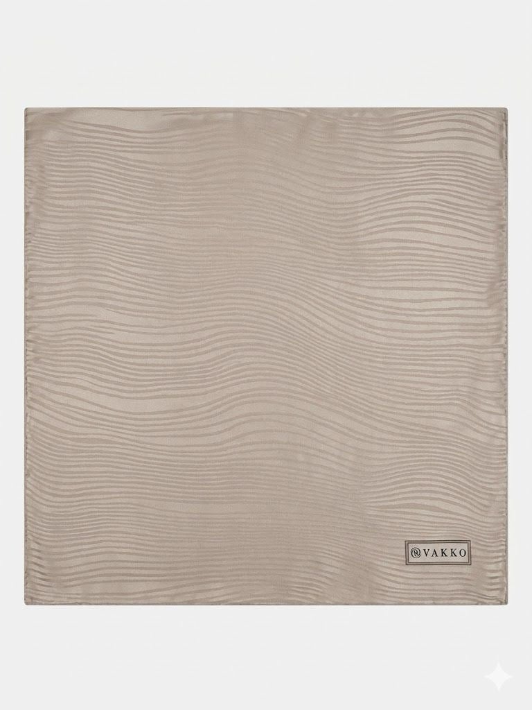 Vakko Dalgalı İpek Eşarp Vizon