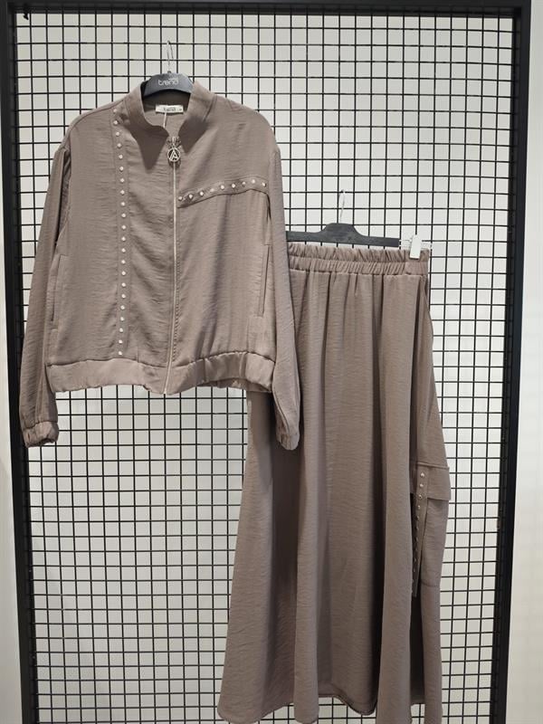 Armine TREND Metal Aksesuarlı Bayan Takım Vizon 25YT686