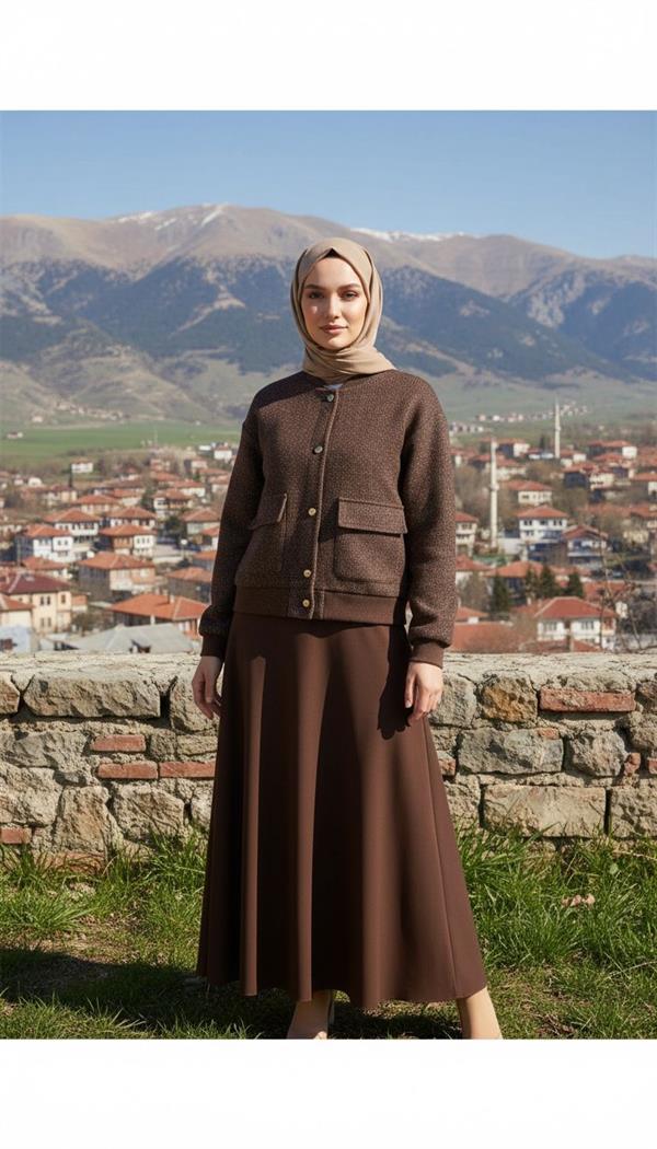 Armine TREND Sim Detay Etekli Takım Kahverengi 25KT644