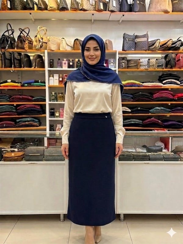 ARMİNE TREND Yandan Fermuarlı Kalem Etek Lacivert 26YT123