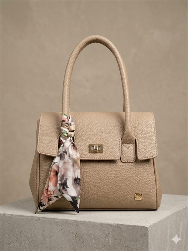 KAYRA Fular detaylı Çanta Vizon KA-B26-CNT37