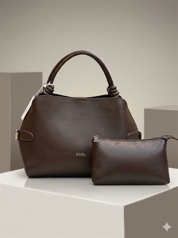 KAYRA Oval Form Yavrulu Bayan Çanta Kahverengi KA-B26-CNT32