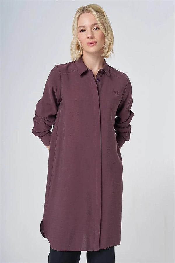 Kayra Patı Gizli Modal Basic Tunik Bordo KA-SZ-21525
