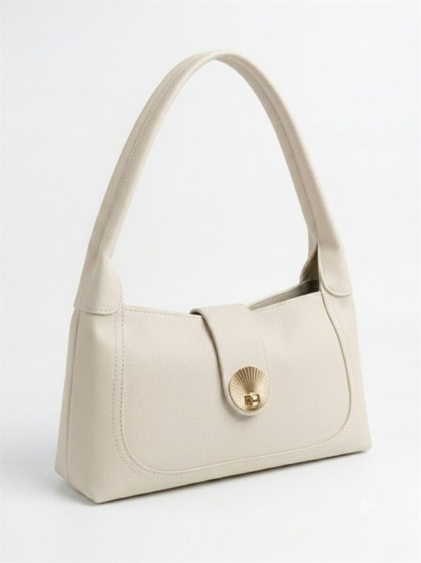 Tiffany & Tomato 128 Şık & Fonksiyonel Hobo Omuz Çantası Krem
