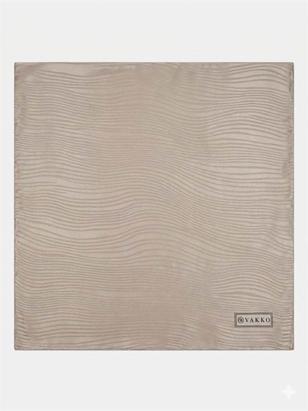 Vakko Dalgalı İpek Eşarp Vizon