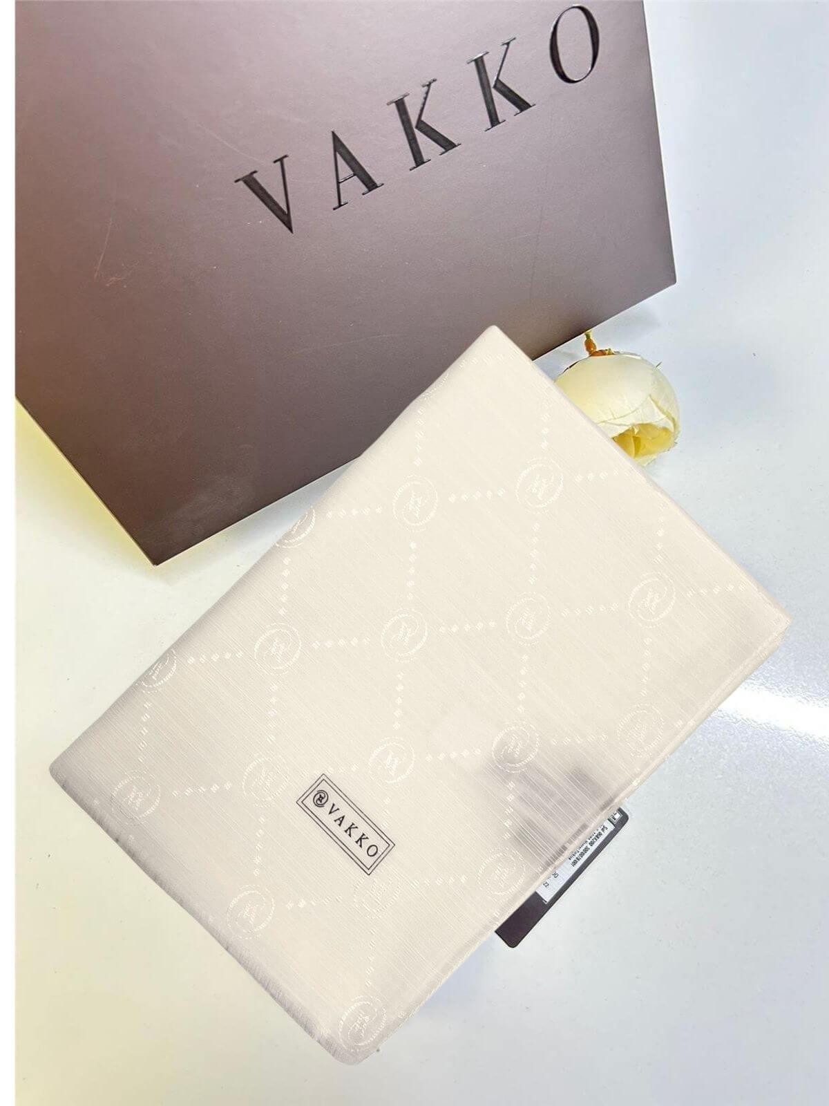Vakko Pamuk İpek Şal Monogram  Koyu İnci