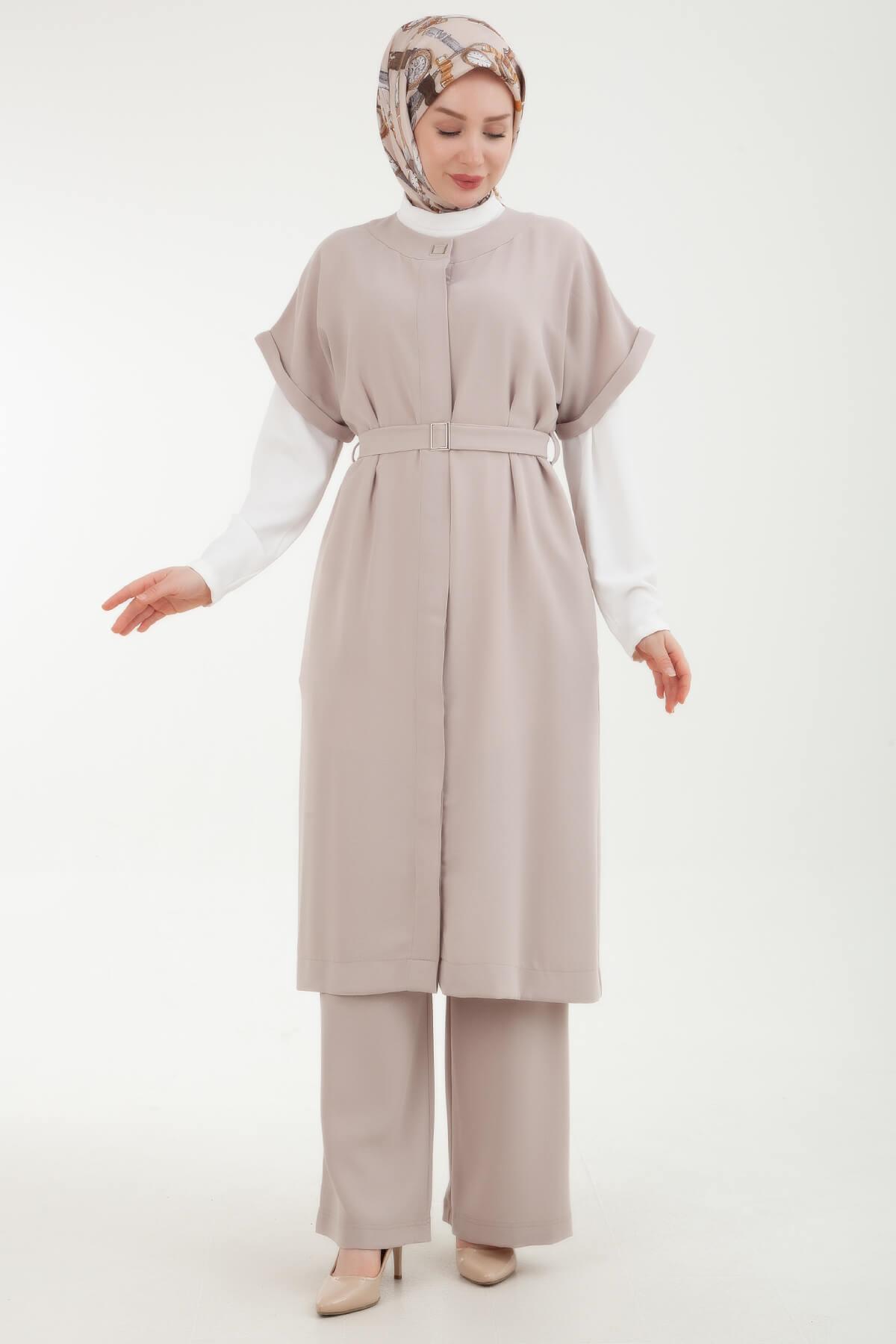 ARMİNE TREND Yelekli Pantolonlu İkili Takım Bej 24YT636