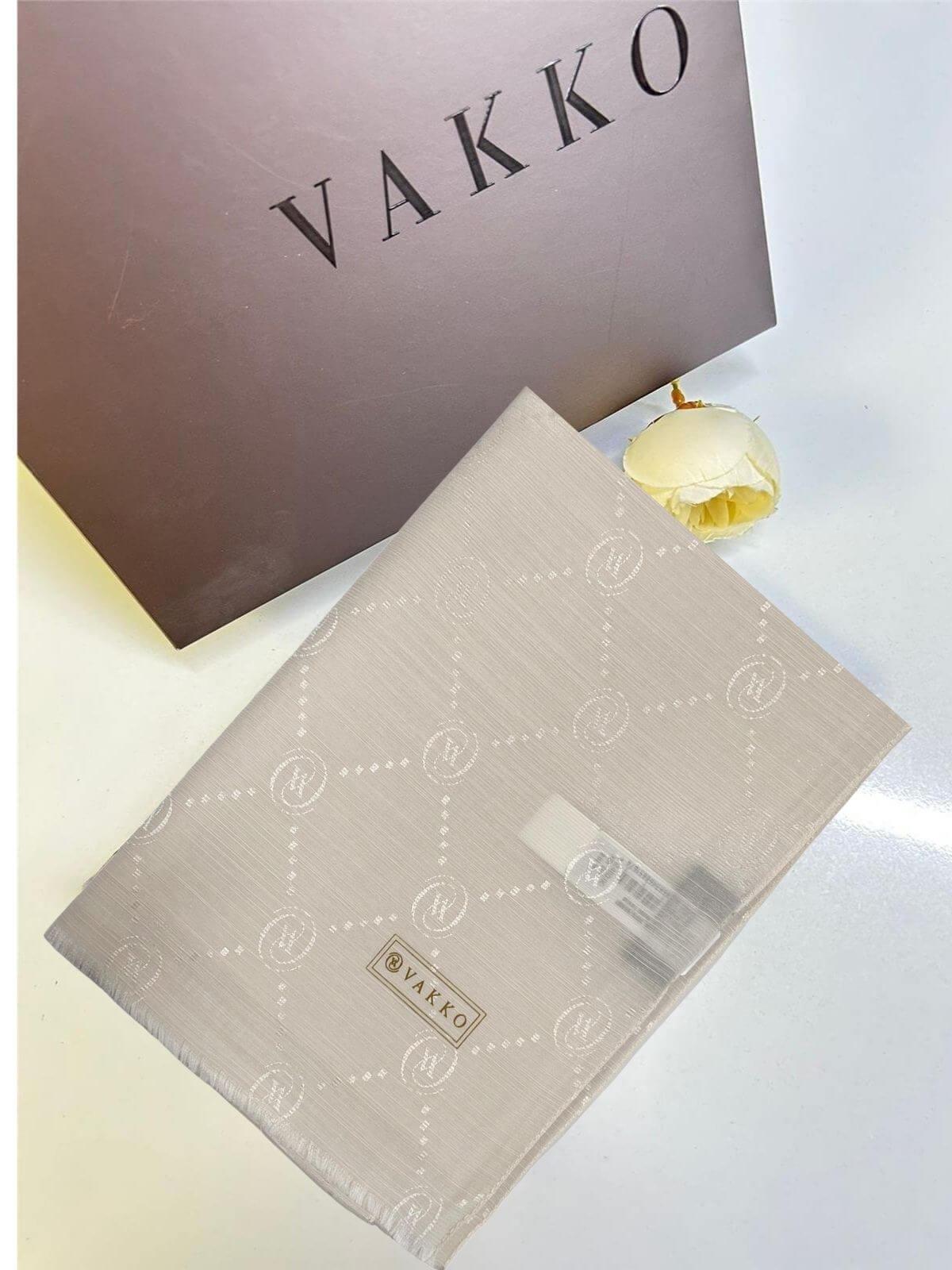 Vakko Pamuk İpek Şal Monogram Gri