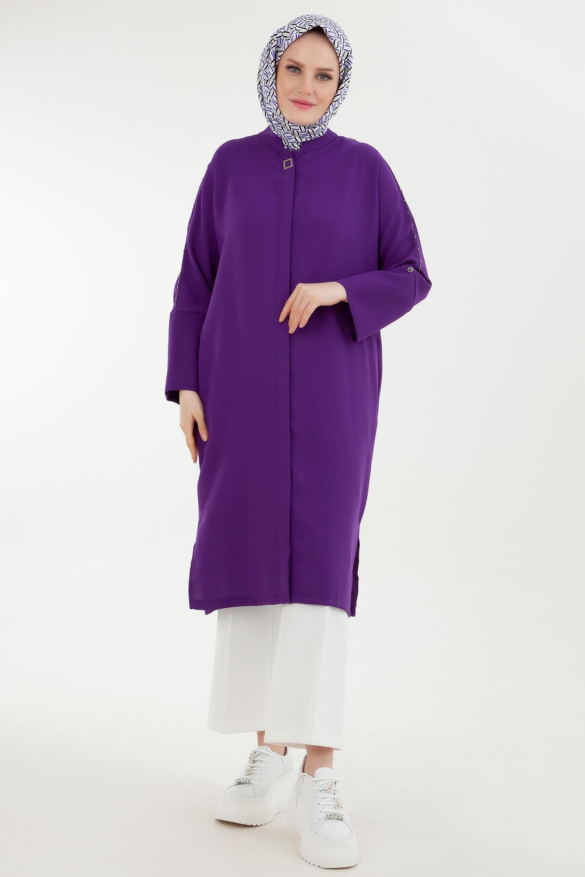 Armine TREND Kolları Taşlı Tunik Mor 24yt450