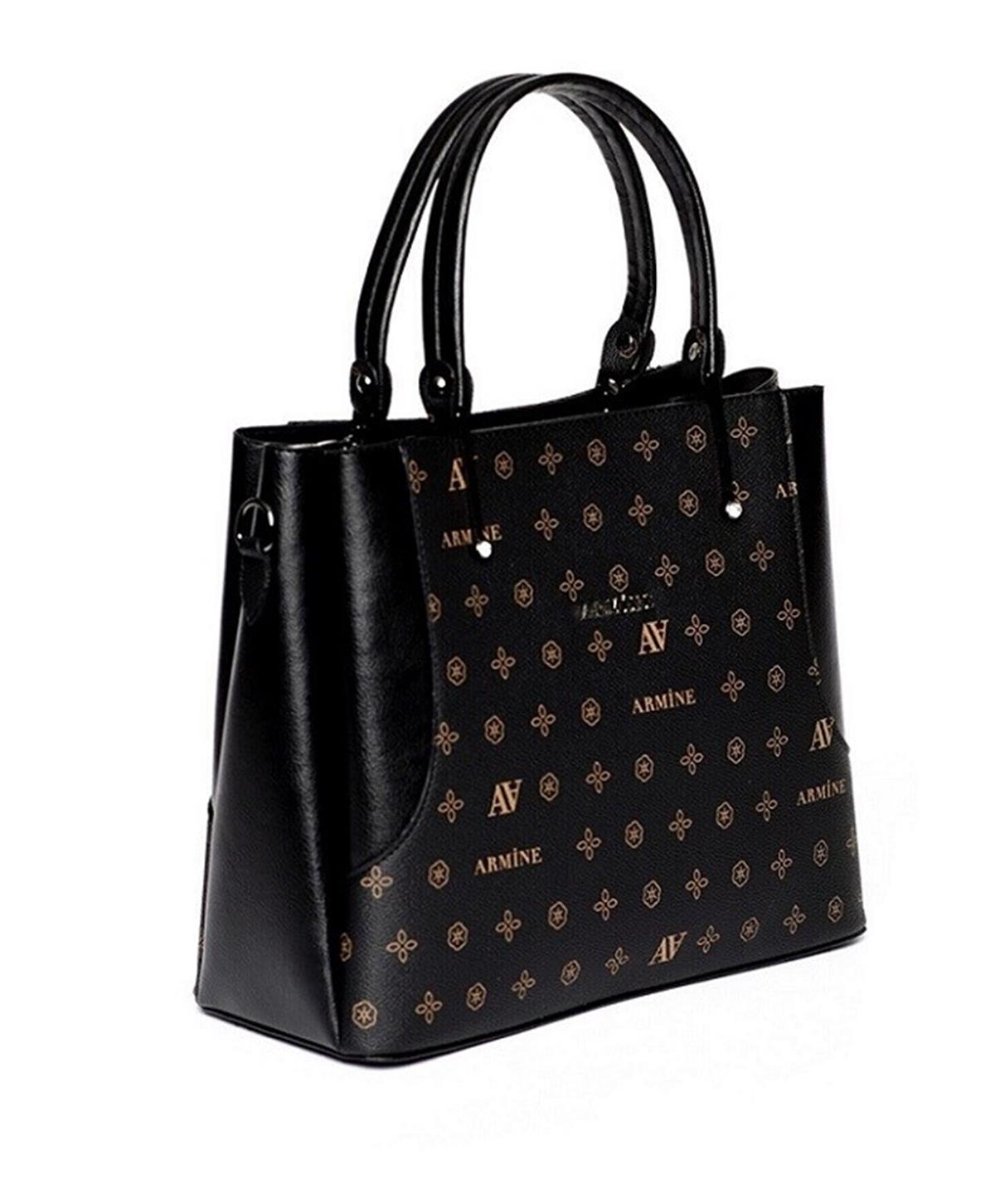 Armine 208 Bayan Çanta Siyah Baskılı
