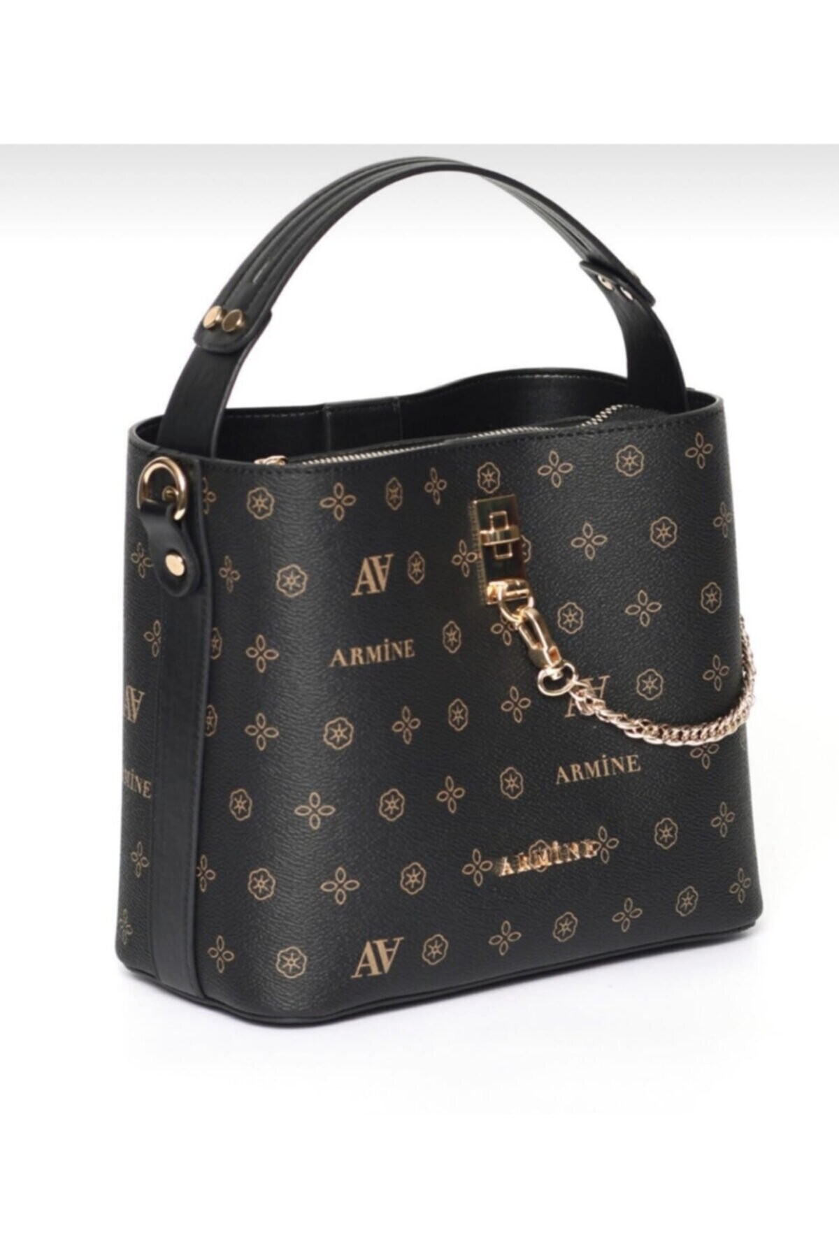 Armine 222 Bayan Çanta Siyah Baskılı
