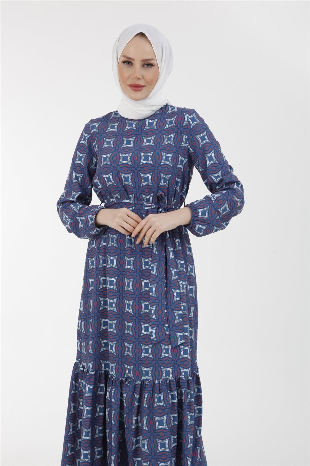 Armine 23YT912 Yıldız Desen Elbise İndigo 