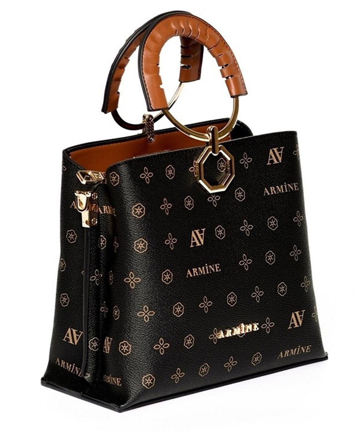 Armine 260 Bayan Çanta Siyah Baskılı