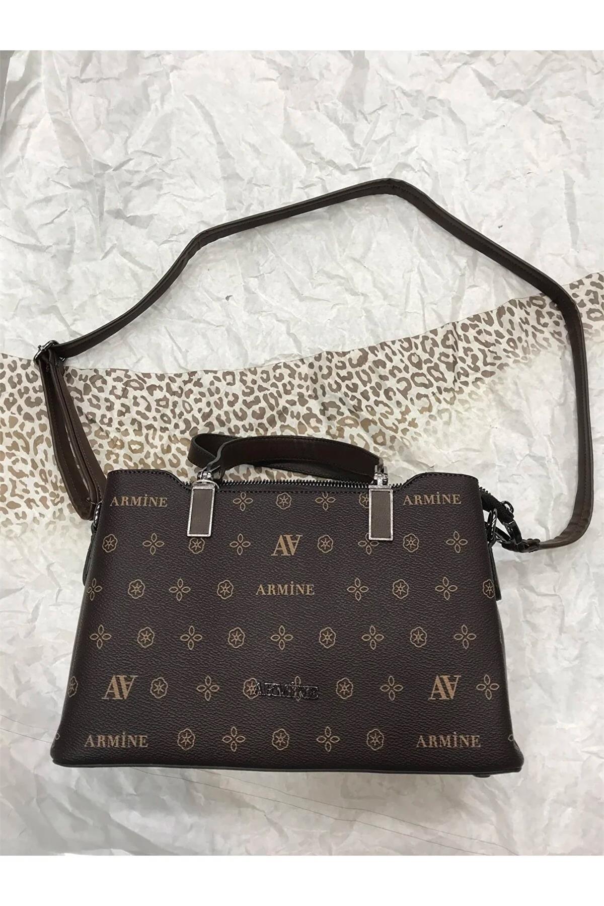 Armine 311 Bayan Çanta Kahve Baskılı