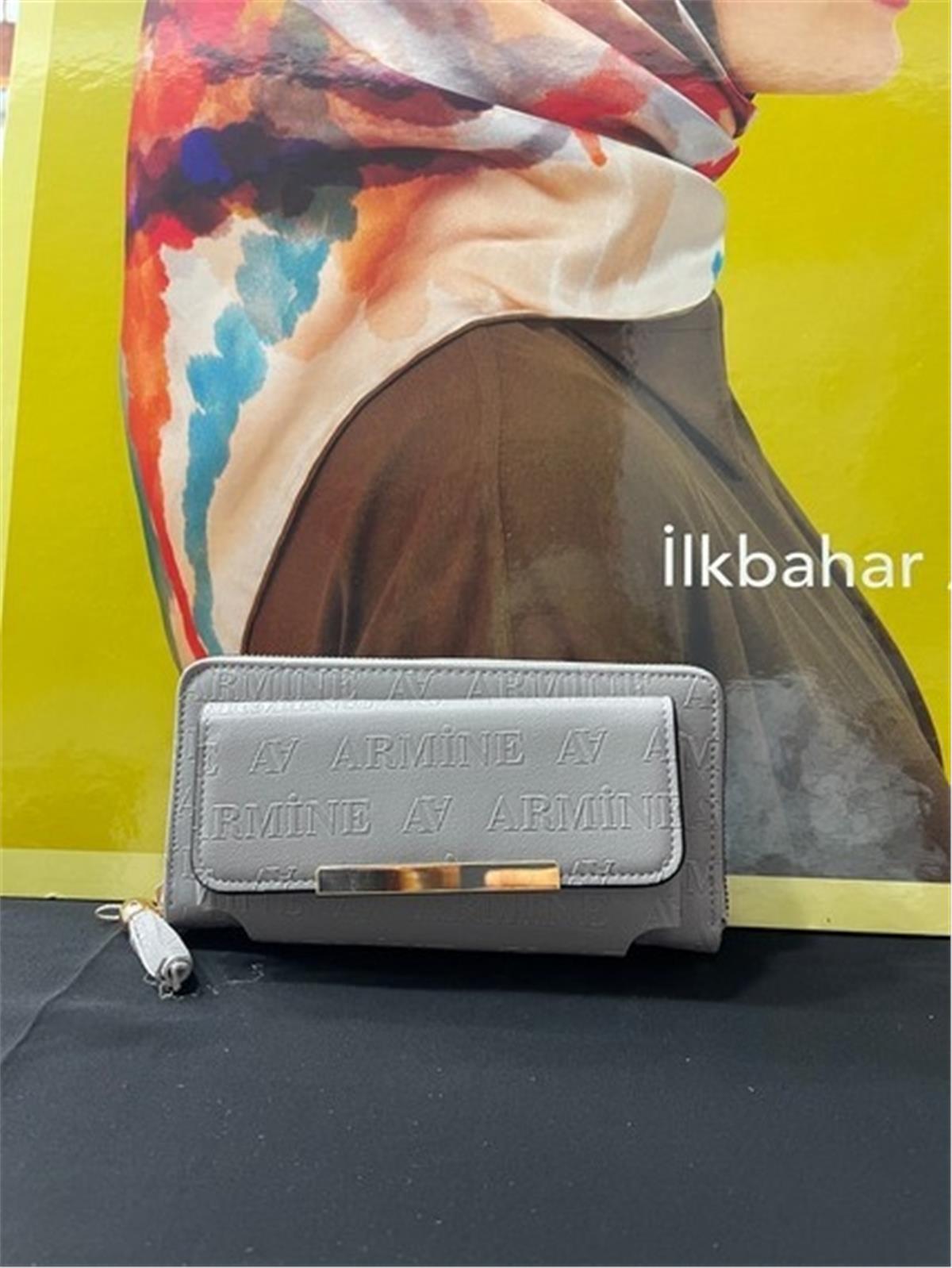 Armine C07 Bayan Cüzdan Gri Lazer
