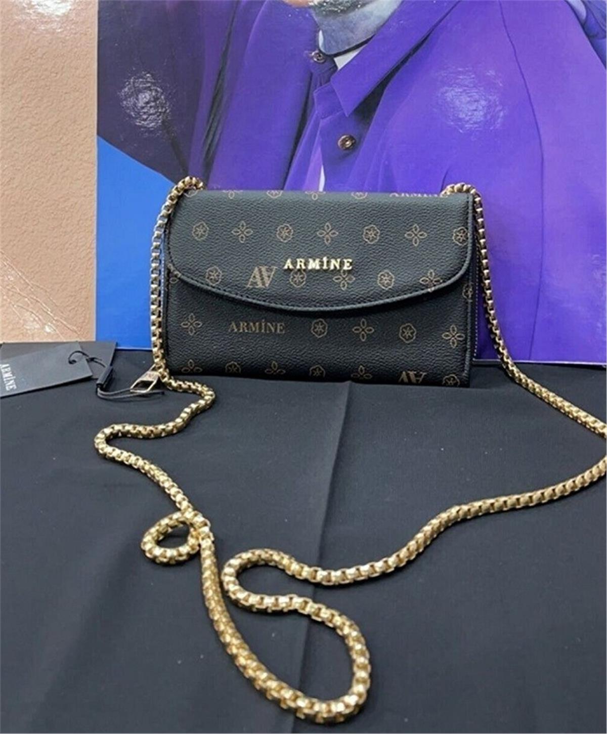 Armine C14 Portföy Çanta Siyah Baskılı