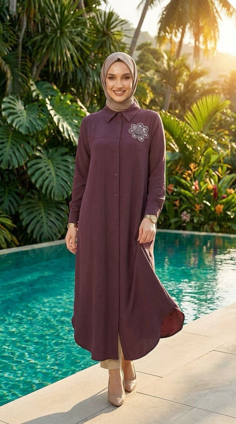 Armine TEND Çiçek Detaylı Tunik Vişne 26YT403