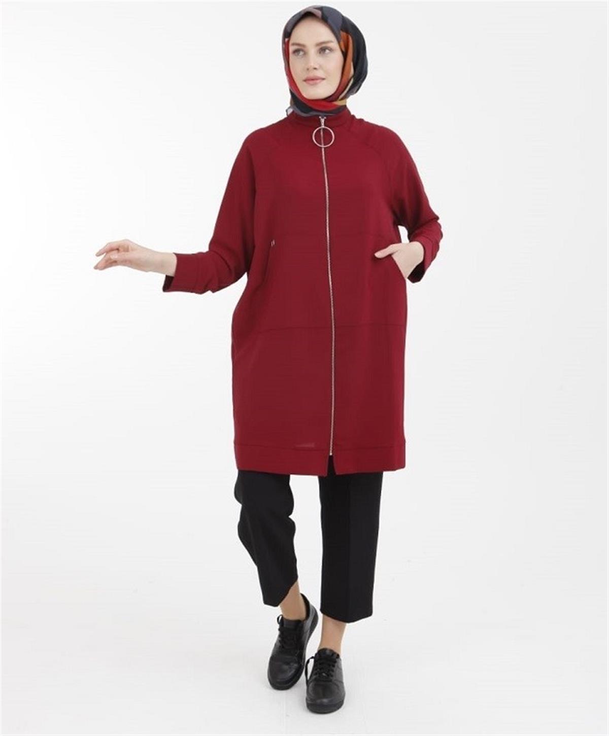 Armine Trend Arkası Yıldız Detaylı Fermuarlı Giyçık 23YT524 22KT520 Bordo