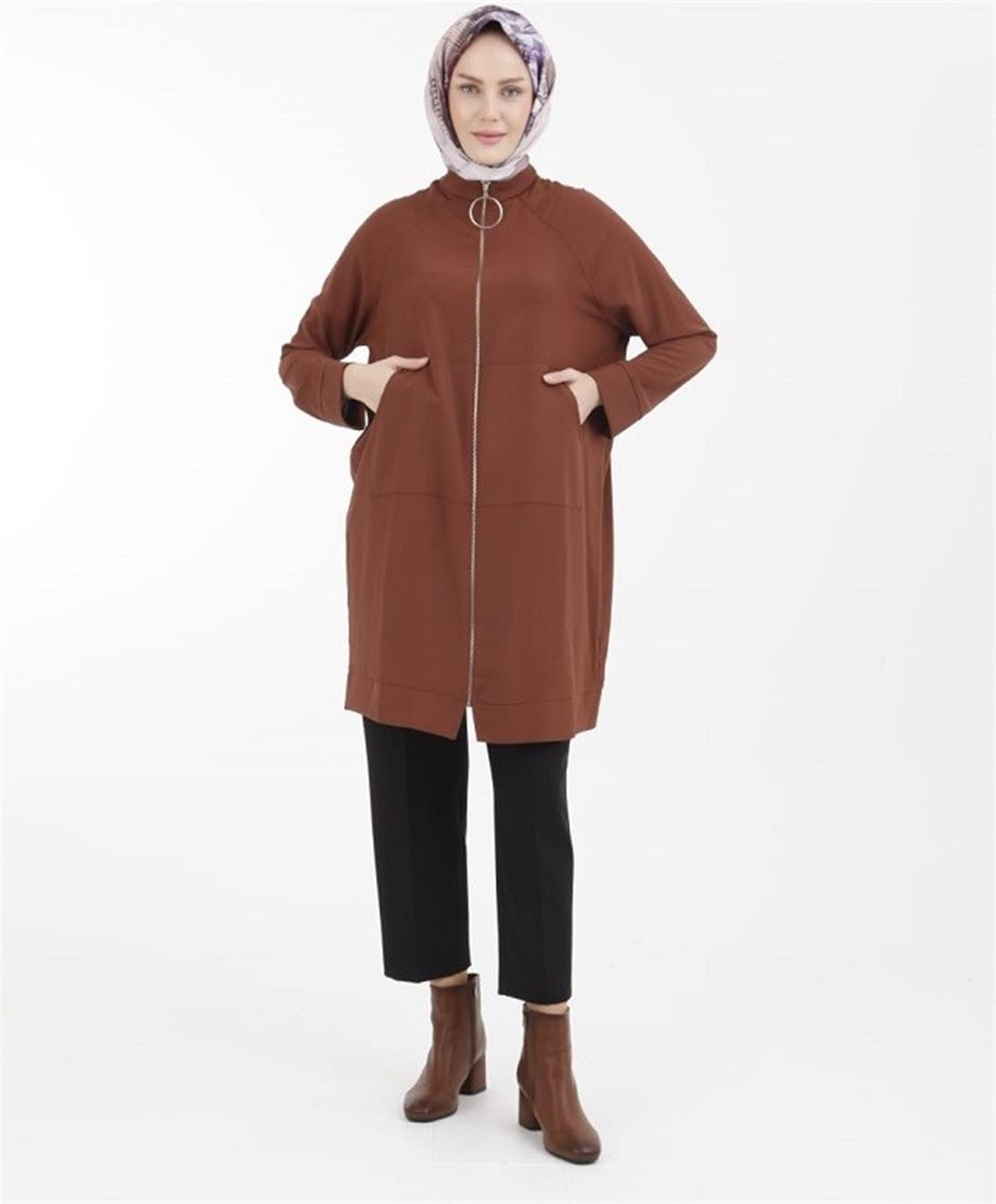 Armine Trend Arkası Yıldız Detaylı Fermuarlı Giyçık 23YT524 22KT520 Kahverengi