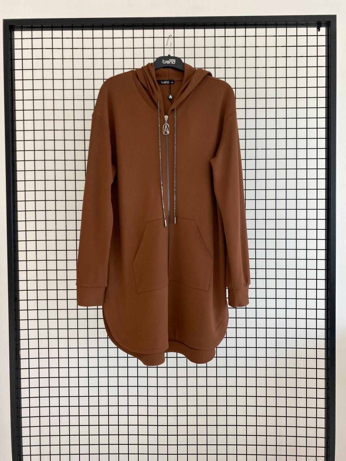 Armine TREND Bağcıklı Kapüşonlu 2 İplik Tunik Taba 25KT448