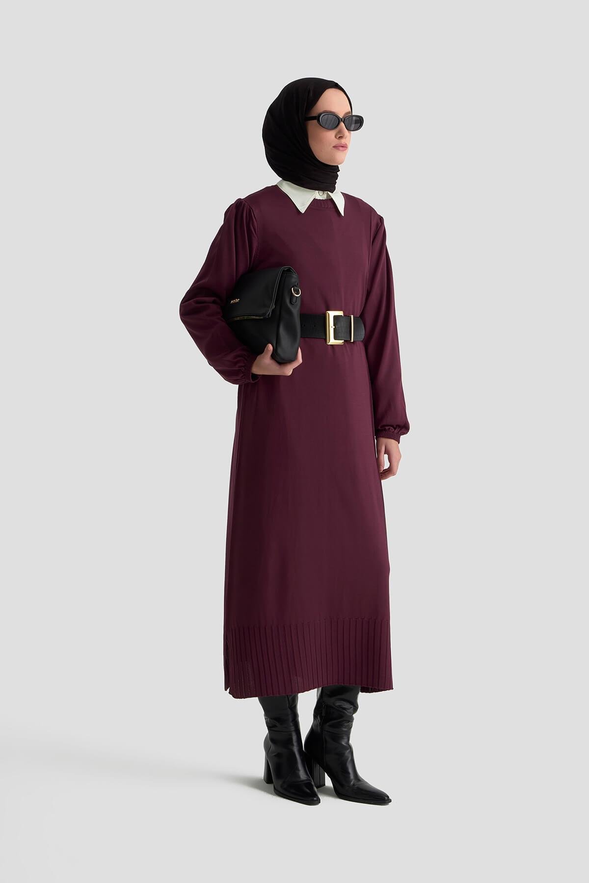 Armine TREND Basic Görünümlü Elbise Mürdüm 25YTD956