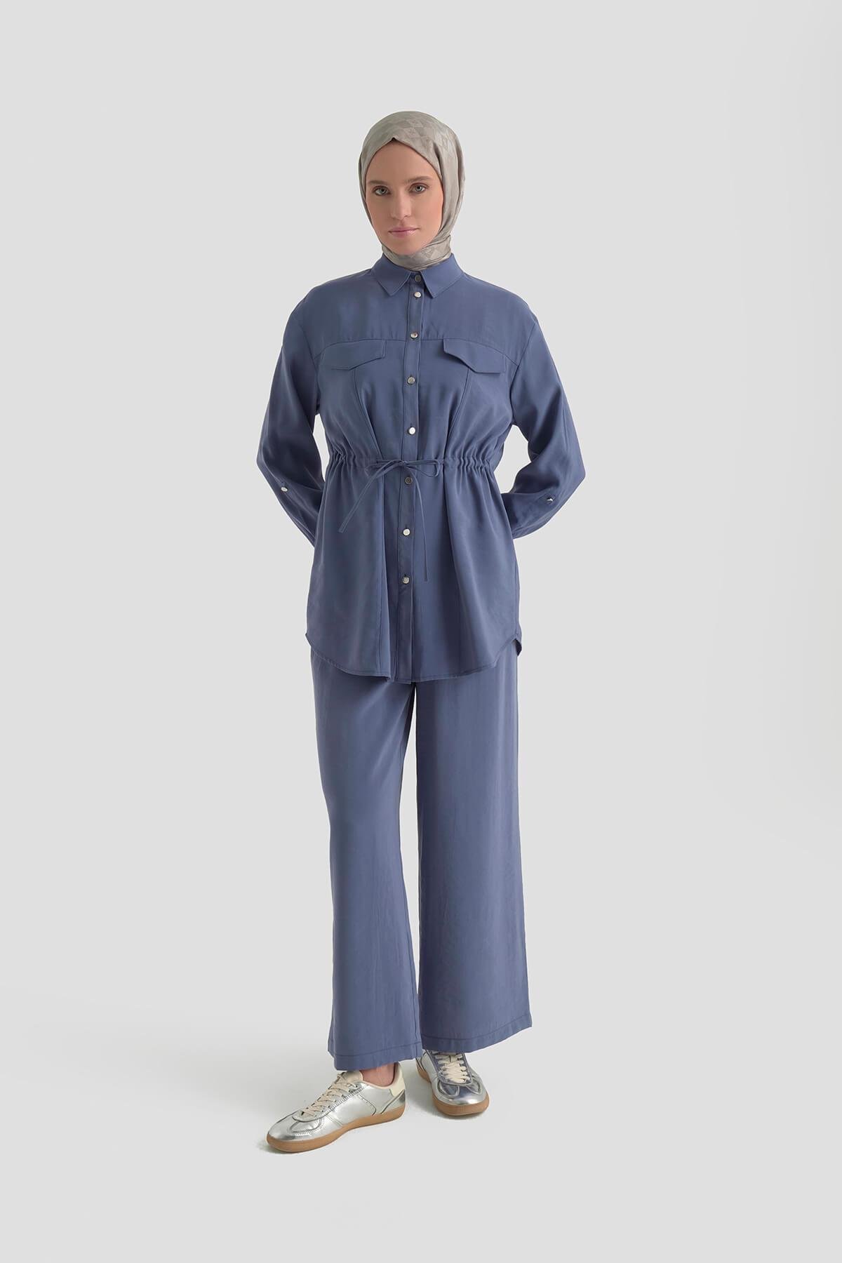 Armine TREND Belden Bağcıklı Spor Pantolonlu Cupra Takım İndigo 26YT619