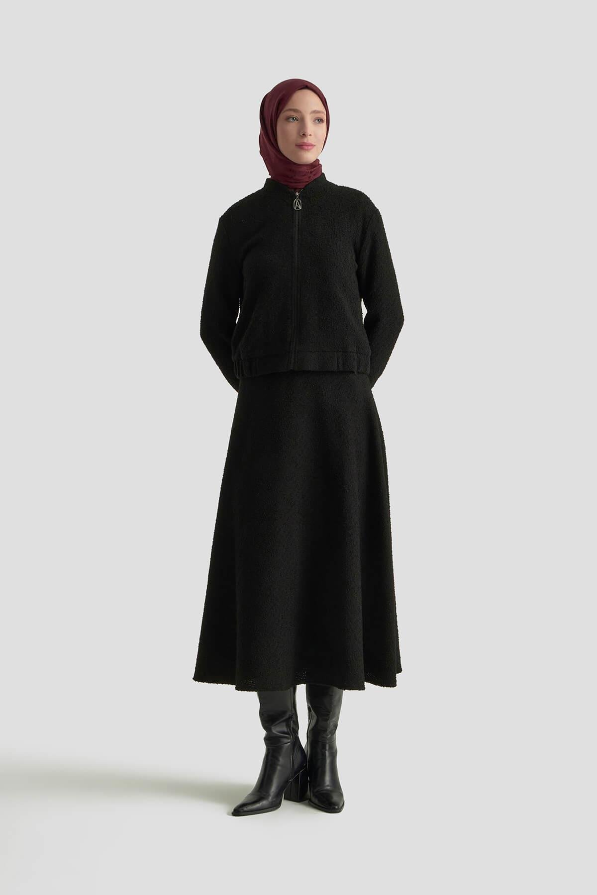 Armine TREND Ceket Fermuar Detaylı Alt Üst Takım Siyah 25KT627