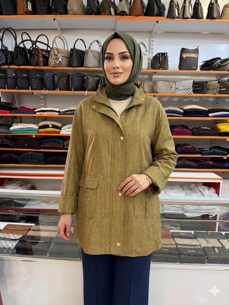 Armine TREND Cep Aksesuar Detaylı Ceket Yağ Yeşili 26YT506